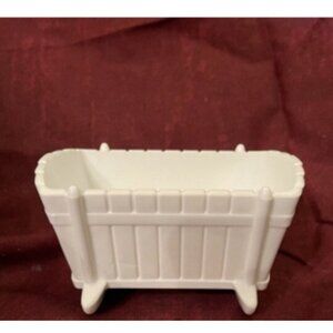 Cradle-1950's-Indiana Milk Glass Baby Cradle Crib Bassinet Planter Candy Dish